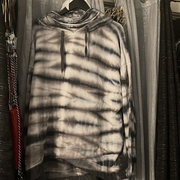 Seven jeans contrast Tie/tye die/dye hooded sweatshirt w/neck gaiter mask - Picture 5 of 7